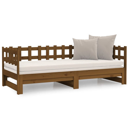 Estrutura sofá-cama de puxar 2x(90x190)cm pinho maciço castanho