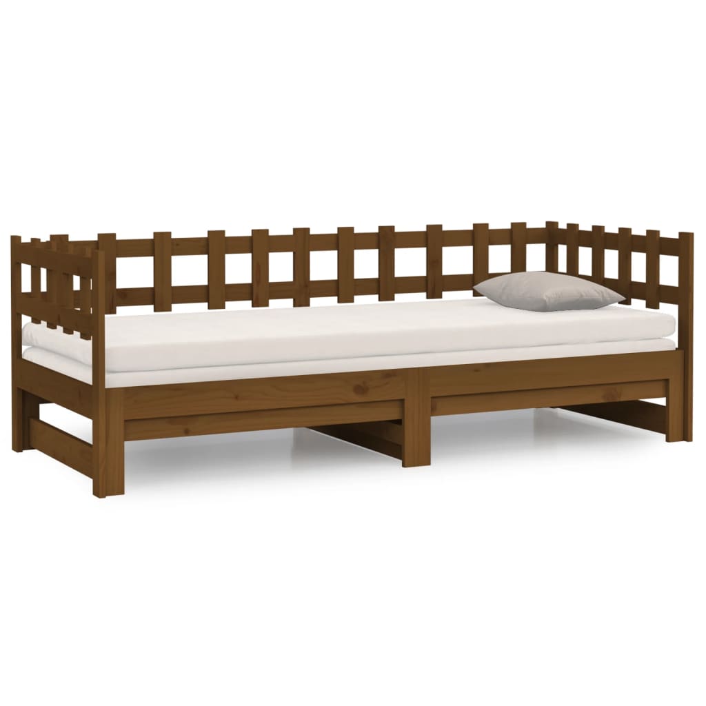 Estrutura sofá-cama de puxar 2x(90x190)cm pinho maciço castanho