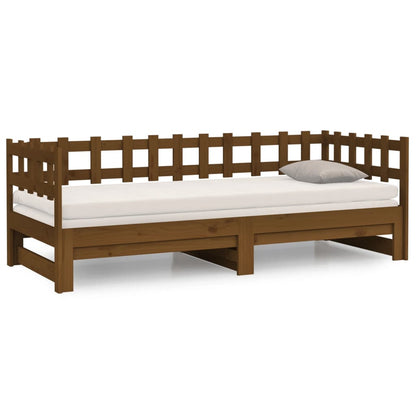 Estrutura sofá-cama de puxar 2x(90x190)cm pinho maciço castanho