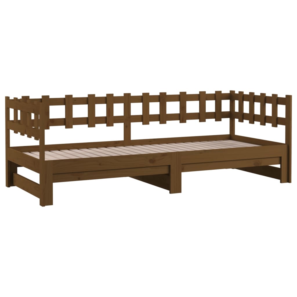 Estrutura sofá-cama de puxar 2x(90x190)cm pinho maciço castanho