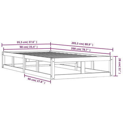 Estrutura de cama 90x200 cm madeira maciça