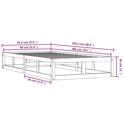 Estrutura de cama 90x200 cm madeira maciça castanho mel