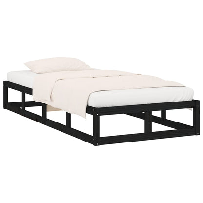 Estrutura de cama 100x200 cm preto madeira maciça