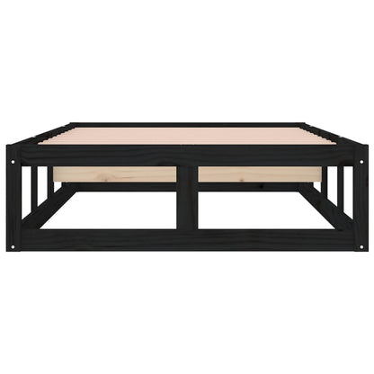 Estrutura de cama 100x200 cm preto madeira maciça