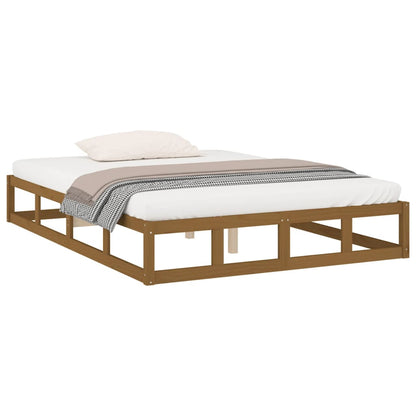 Estrutura cama king 150x200 cm madeira maciça castanho-mel