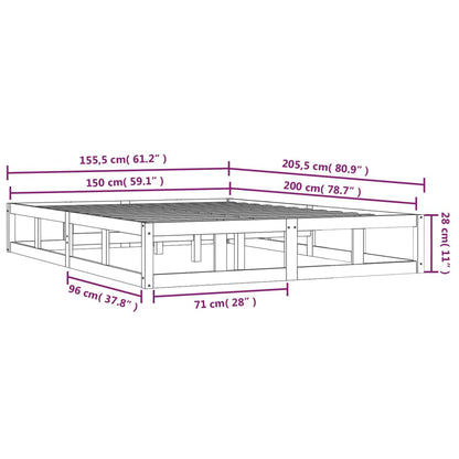 Estrutura cama king 150x200 cm madeira maciça castanho-mel