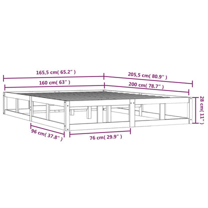 Estrutura de cama 160x200 cm madeira maciça branco