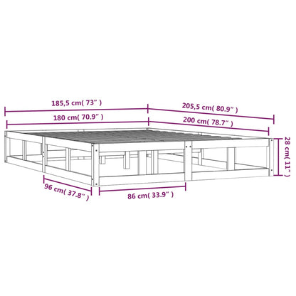 Estrutura de cama 180x200 cm 6FT super king madeira maciça