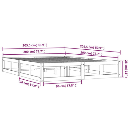 Estrutura de cama 200x200 cm pinho maciço branco