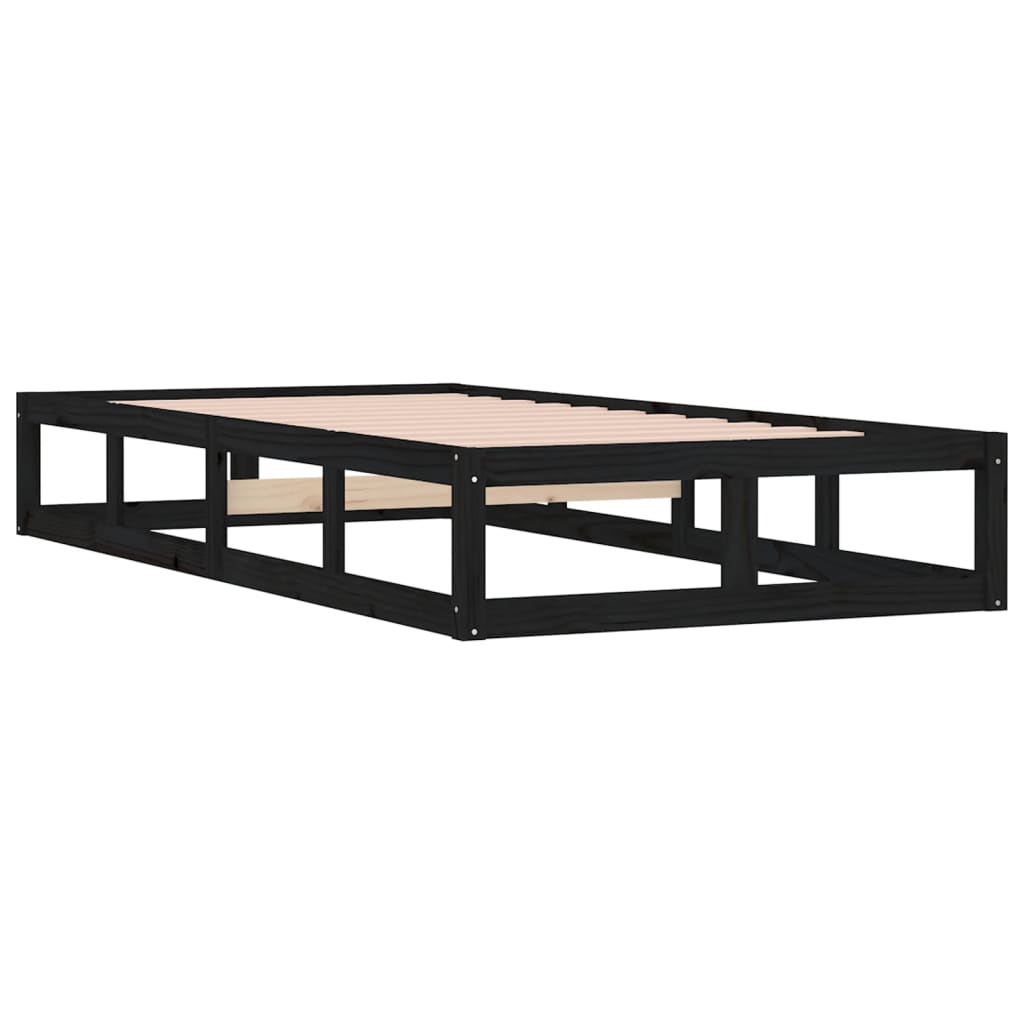 Estrutura de cama solteiro 90x190 cm 3FT madeira maciça preto