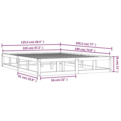 Estrutura de cama pequena casal 120x190 cm 4FT pinho maciço