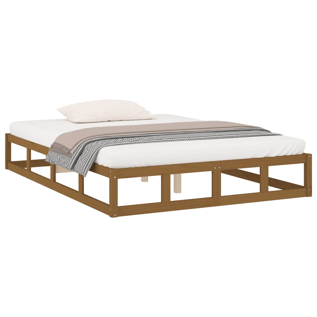 Estrutura cama pequena casal 120x190cm 4FT madeira castanho-mel