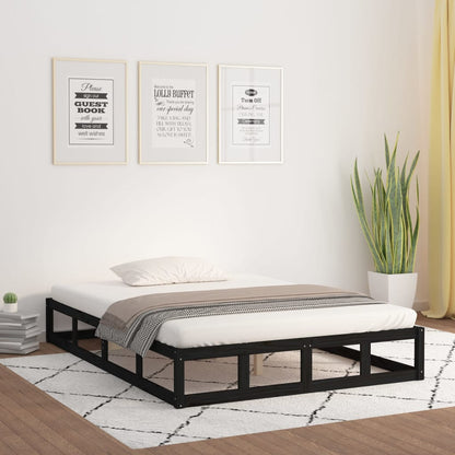 Estrutura cama pequena casal 120x190 cm 4FT pinho maciço preto