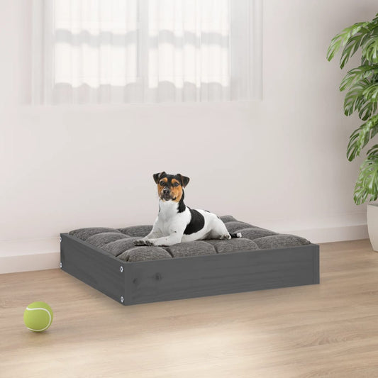 Cama para cães 51,5x44x9 cm madeira de pinho maciça cinza