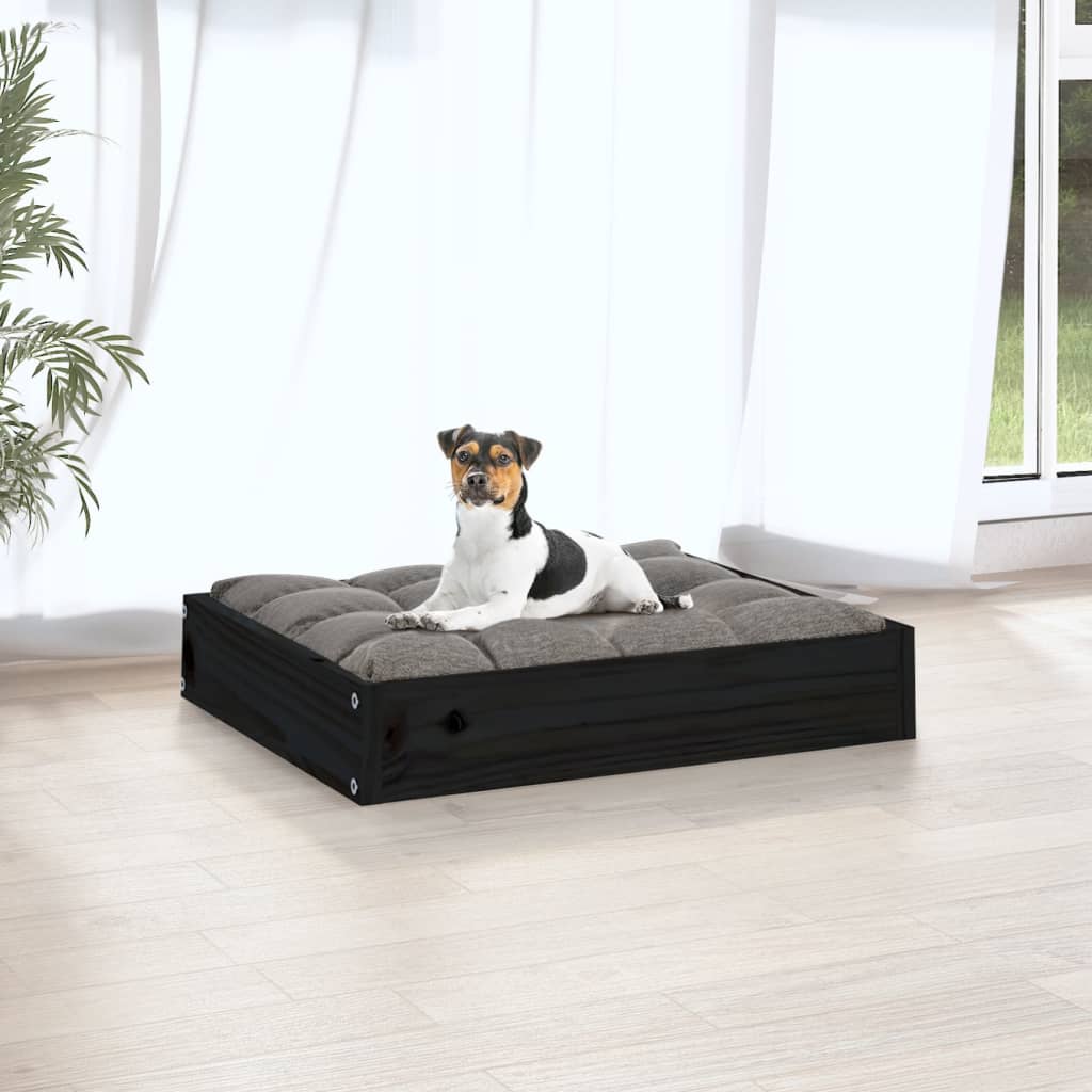 Cama para cães 51,5x44x9 cm madeira de pinho maciça preto