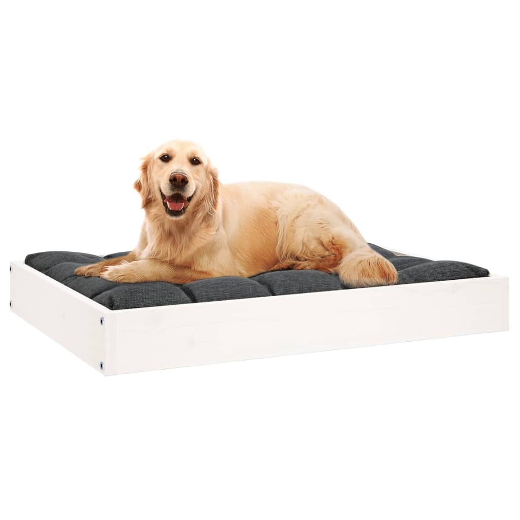 Cama para cães 71,5x54x9 cm madeira de pinho maciça branco