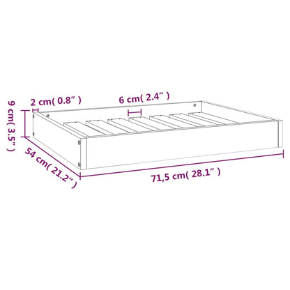 Cama para cães 71,5x54x9 cm madeira de pinho maciça cinza