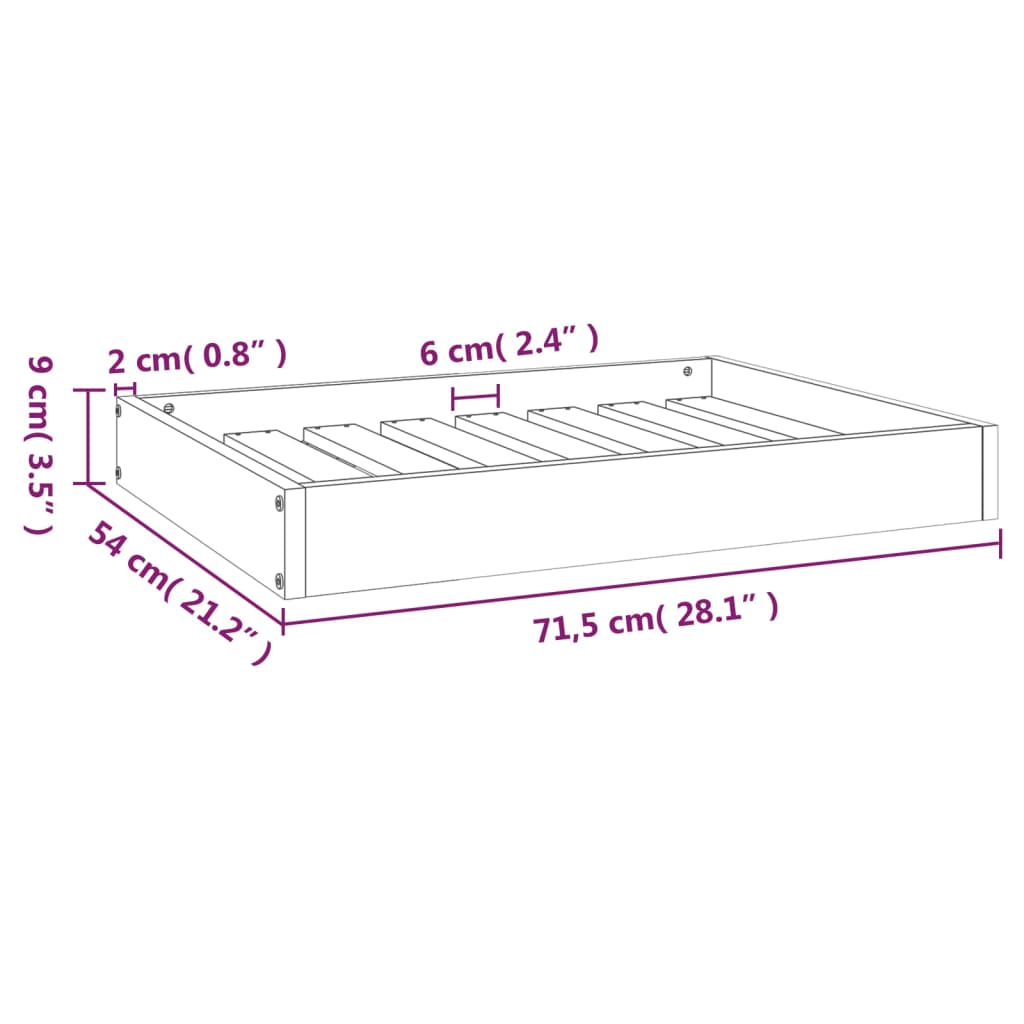 Cama para cães 71,5x54x9 cm pinho maciço castanho mel