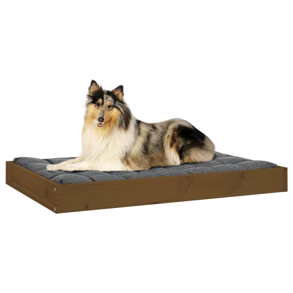 Cama para cães 91,5x64x9 cm pinho maciço castanho mel