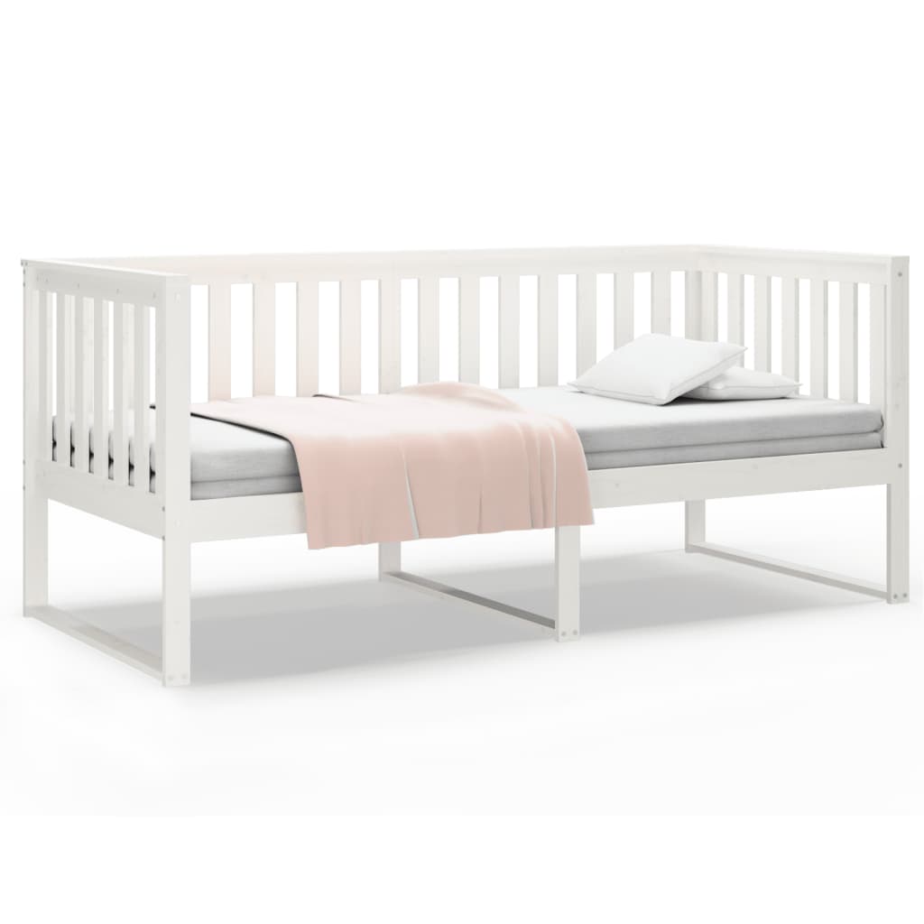 Sofá-cama 90x190 cm madeira de pinho maciça branco