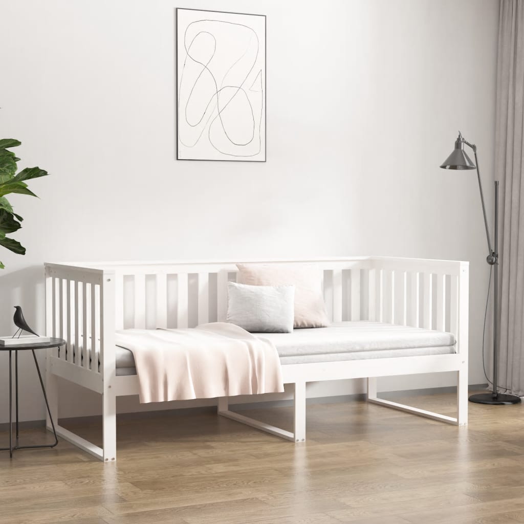 Sofá-cama 90x190 cm madeira de pinho maciça branco