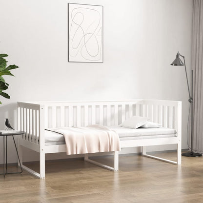 Sofá-cama 90x190 cm madeira de pinho maciça branco