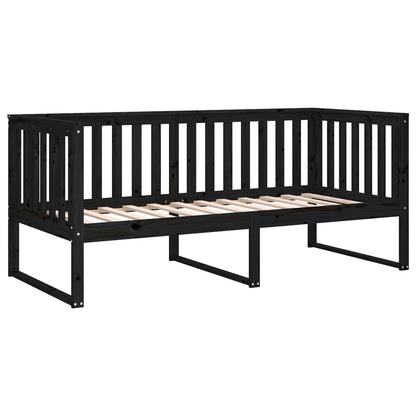 Sofá-cama 90x190 cm madeira de pinho maciça preto