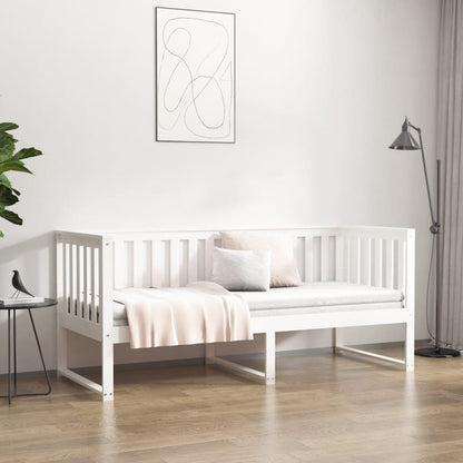 Sofá-cama 75x190 cm madeira de pinho maciça branco