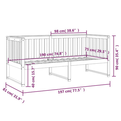 Sofá-cama 75x190 cm madeira de pinho maciça branco