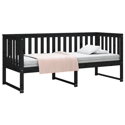 Sofá-cama 75x190 cm madeira de pinho maciça preto