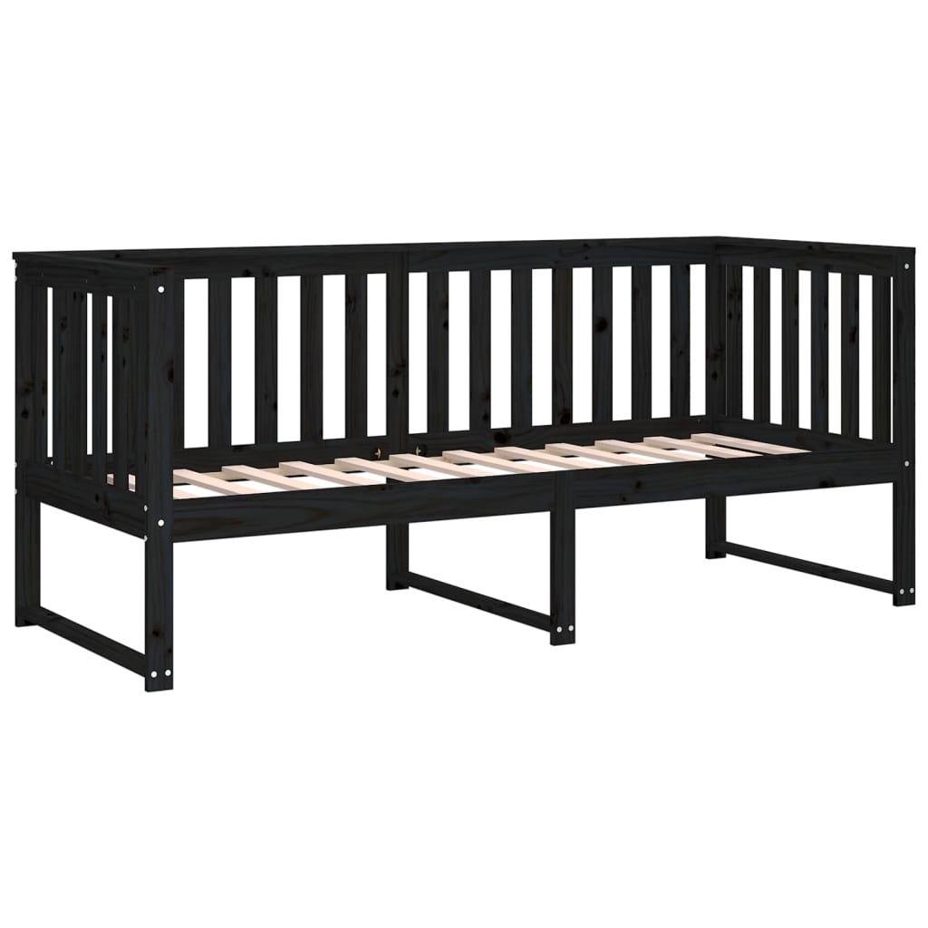 Sofá-cama 75x190 cm madeira de pinho maciça preto