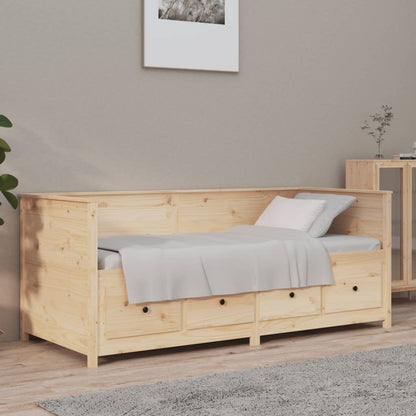 Sofá Cama Pine - Cor Natural - Em Madeira de Pinho - Com 4 Gavetas - 207,5x107x80 cm - Design Rústico