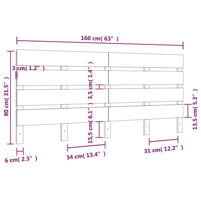 Cabeceira de cama 160x3x80 cm pinho maciço cinza