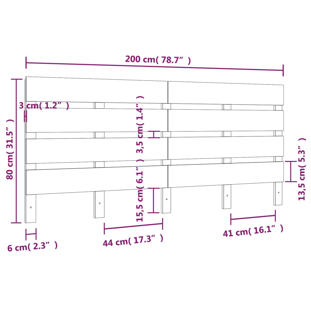 Cabeceira de cama 200x3x80 cm pinho maciço castanho mel