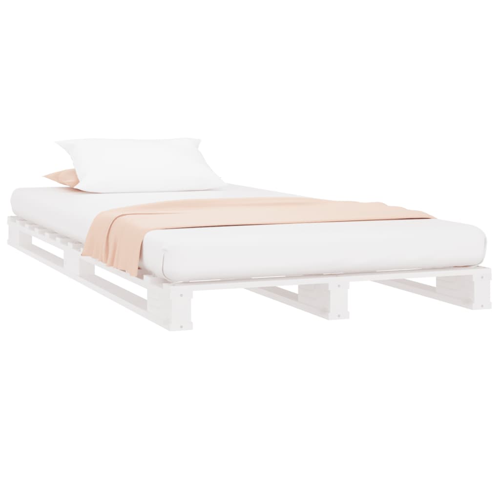 Cama de paletes pinho maciço 90x200 cm branco