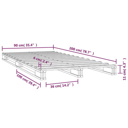 Cama de paletes pinho maciço 90x200 cm branco