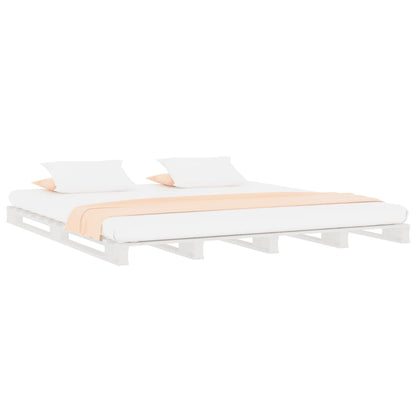 Cama de paletes super king 180x200 cm pinho maciço branco