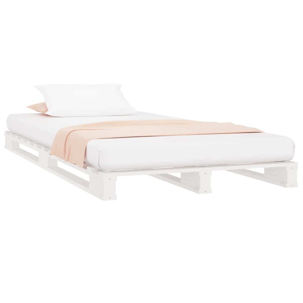 Estrutura cama pequena de solteiro 75x190cm pinho maciço branco