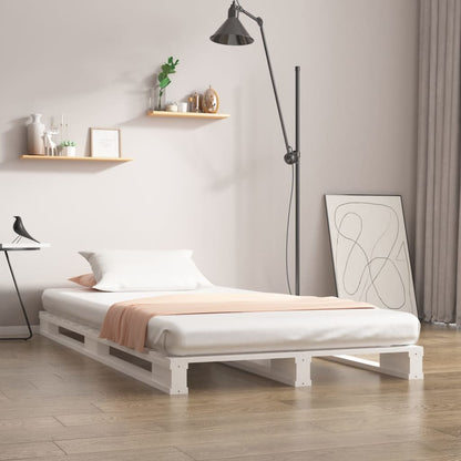 Estrutura cama pequena de solteiro 75x190cm pinho maciço branco