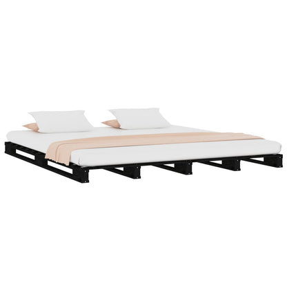 Cama de paletes pequena de casal 120x190 cm pinho preto