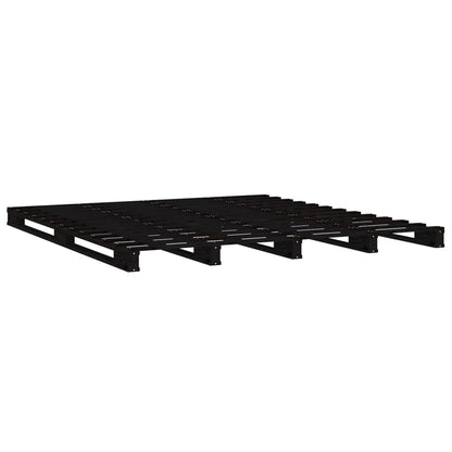 Cama de paletes de casal 135x190 cm pinho maciço preto