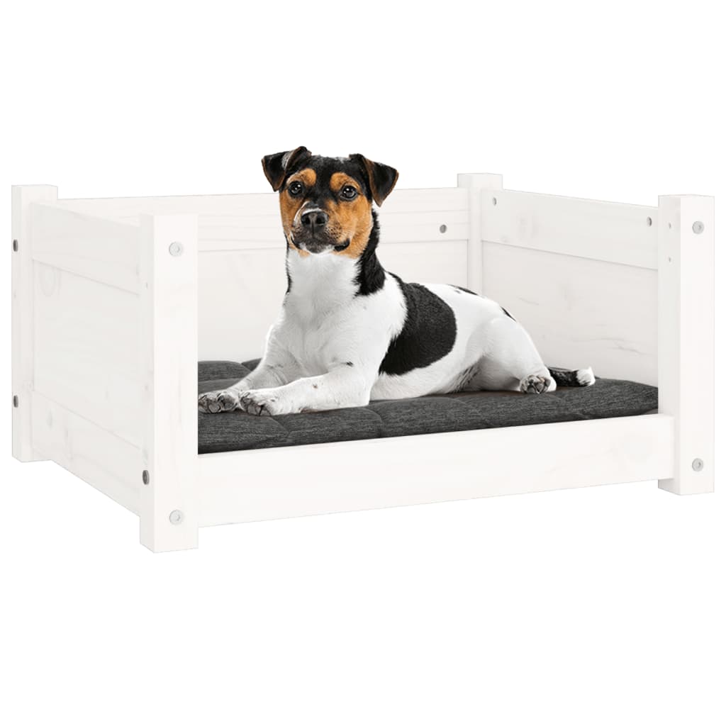 Cama para cães 55,5x45,5x28 cm madeira de pinho maciça branco