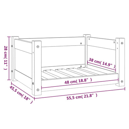 Cama para cães 55,5x45,5x28 cm madeira de pinho maciça branco