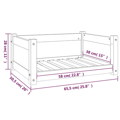 Cama para cães 65,5x50,5x28 cm madeira de pinho maciça