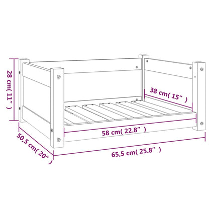 Cama p/ cães 65,5x50,5x28 cm madeira pinho maciça castanho mel