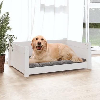 Cama para cães 75,5x55,5x28 cm madeira de pinho maciça branco