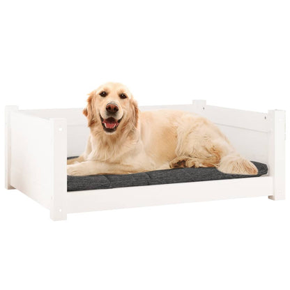 Cama para cães 75,5x55,5x28 cm madeira de pinho maciça branco