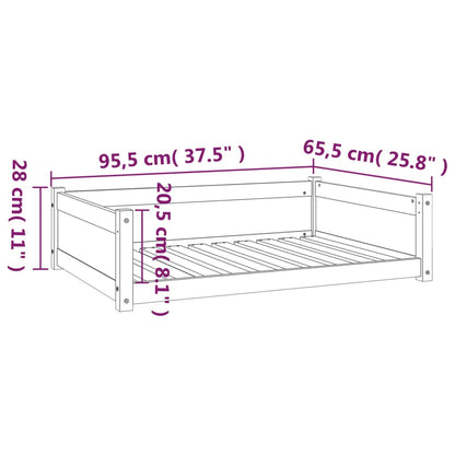 Cama para cães 95,5x65,5x28 cm madeira de pinho maciça