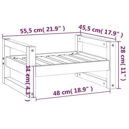 Cama para cães 55,5x45,5x28 cm madeira de pinho maciça