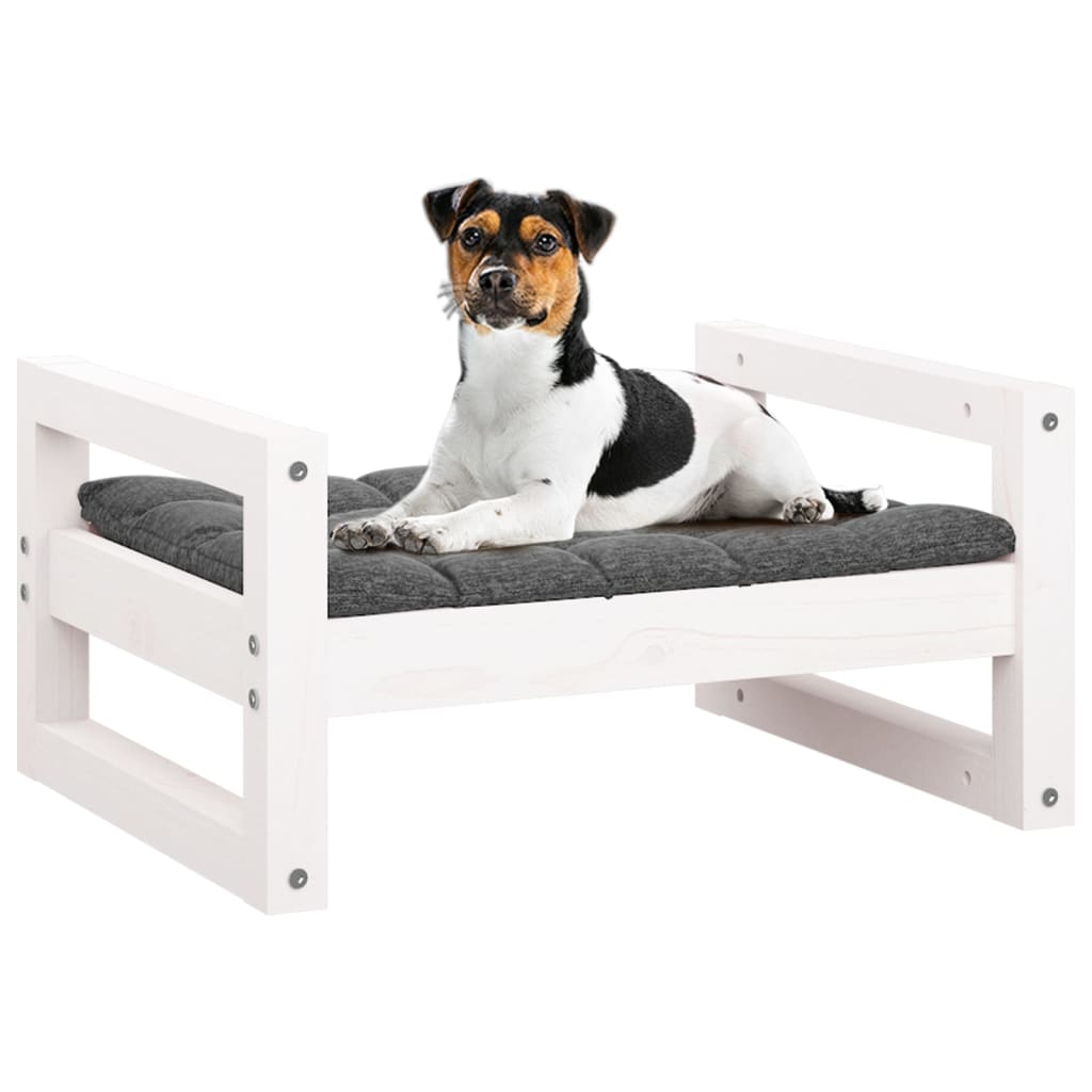 Cama para cães 55,5x45,5x28 cm madeira de pinho maciça branco